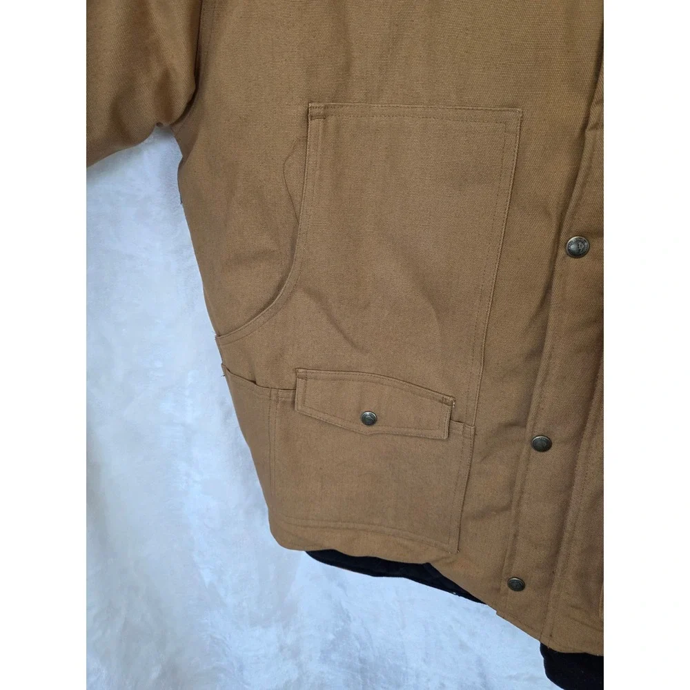 Berne Apparel Mens Duck Canvas Work Jacket Tan Brown Black Corduroy Collar Large